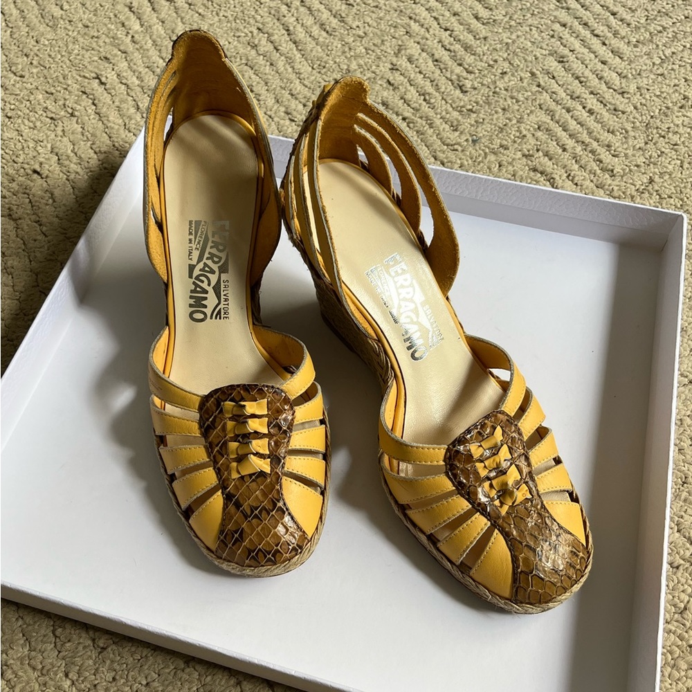 Salvatore Ferragamo Yellow Wedges - Picture 2 of 8